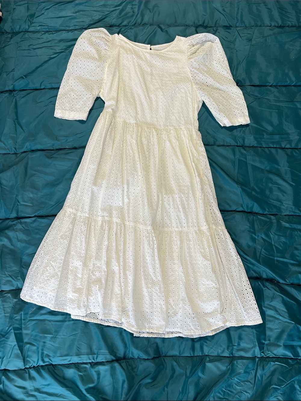 White Eyelet Tiered Midi Dress